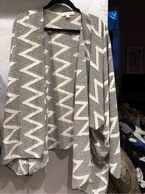 painted threads Black and Cream Polka Dot Open Cardigan